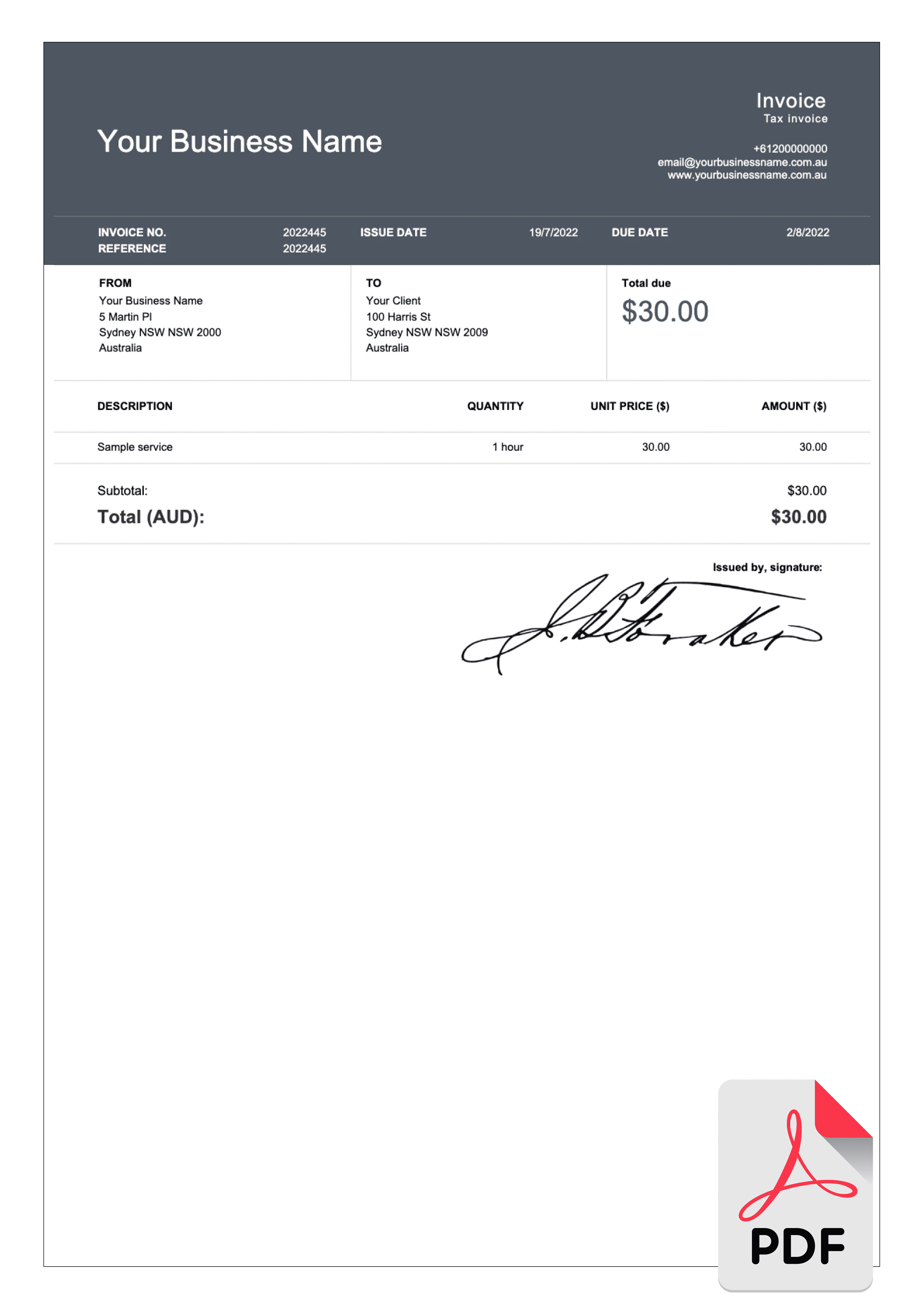 simple invoice template for pdf
